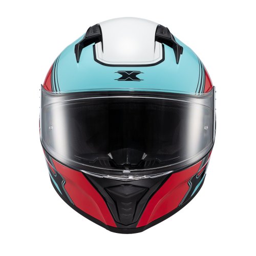 Capacete Fecha Raptor Hornet Azul Vermelho Branco Bril - TEXX