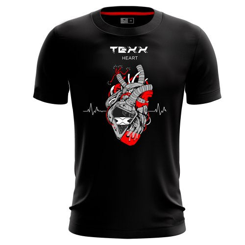 Camiseta Preto Vermelho Heart - TEXX