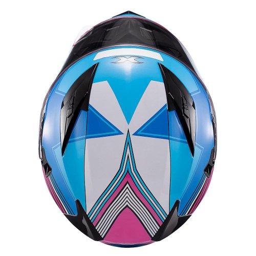 Capacete Strike Superstar Azul Rosa Branco Bril - TEXX