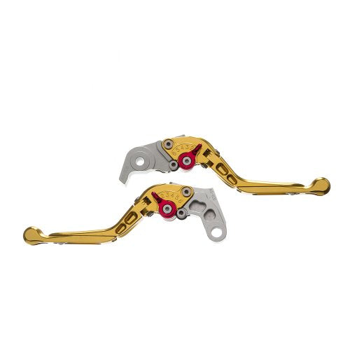 Manete Super Bike com Regulagens 3/4 Dedos Escamoteável - Dobrável Dourado - MOTO X - YZF 1000 R1 (2009 a 2014)