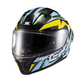 Capacete Fecha Raptor Genesis Azul Amarelo Branco Bril - TEXX