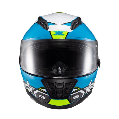 Capacete Fechado Wing Superstar Azul Verde Branco - TEXX