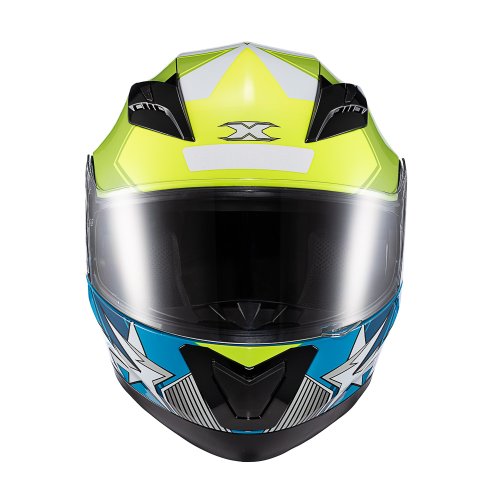 Capacete Strike Superstar Verde Azul Branco Bril  - TEXX