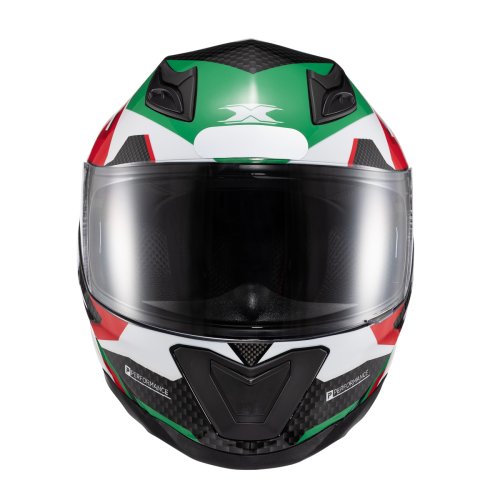 Capacete Fechado Hawk Ride Verde Vermelho Branco Preto - TEXX