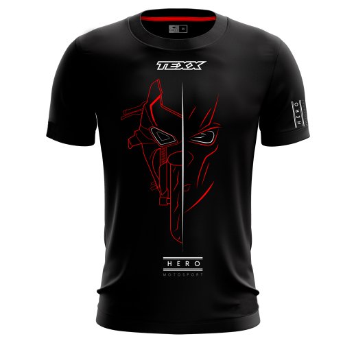Camiseta Preto Vermelho Hero - TEXX