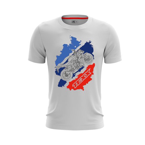 Camiseta Naked Branco Desenho Vermelho Azul - TEXX