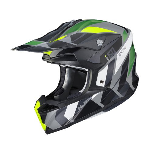 Capacete Off I50 Vanish Cinza Preto Verde e Amarelo - HJC