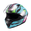 Capacete Fecha Raptor Arcade Azul Verde Rosa Bril - TEXX