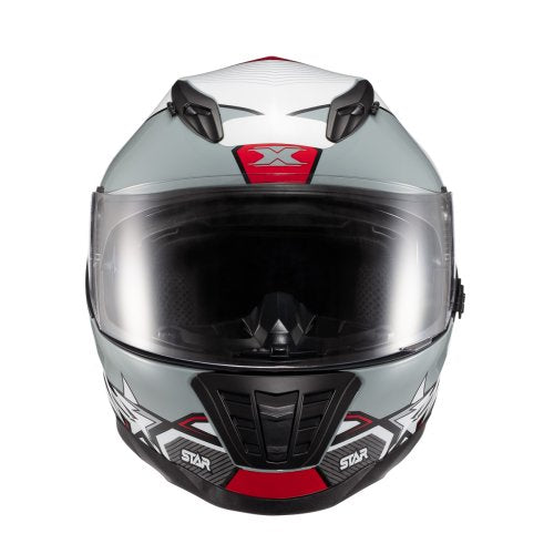 Capacete Fechado Wing Superstar Cinza Vermelho Branco - TEXX