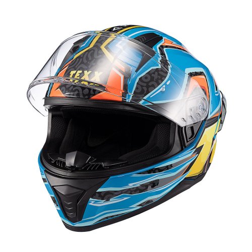 Capacete Fecha Raptor Arcade Azul Vermelho Amarelo Bril - TEXX