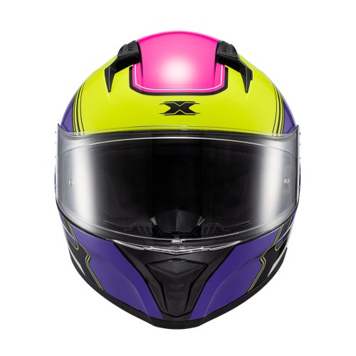 Capacete Fecha Raptor Hornet Verde Roxo Branco Rosa Bril - TEXX